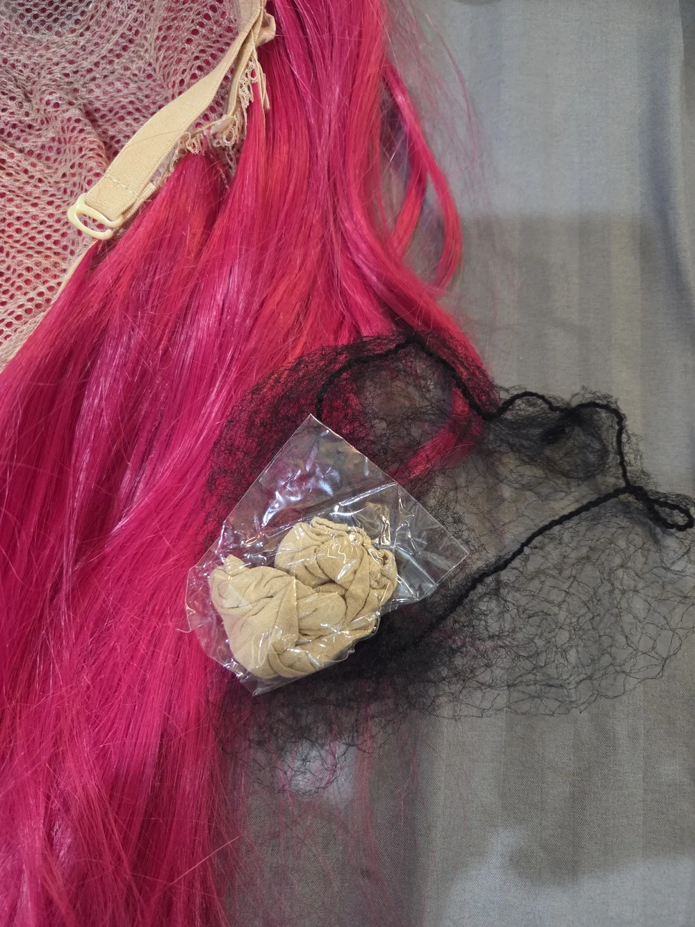 Bright Hot Pink Long Synthetic Costume Wig with Side Bangs